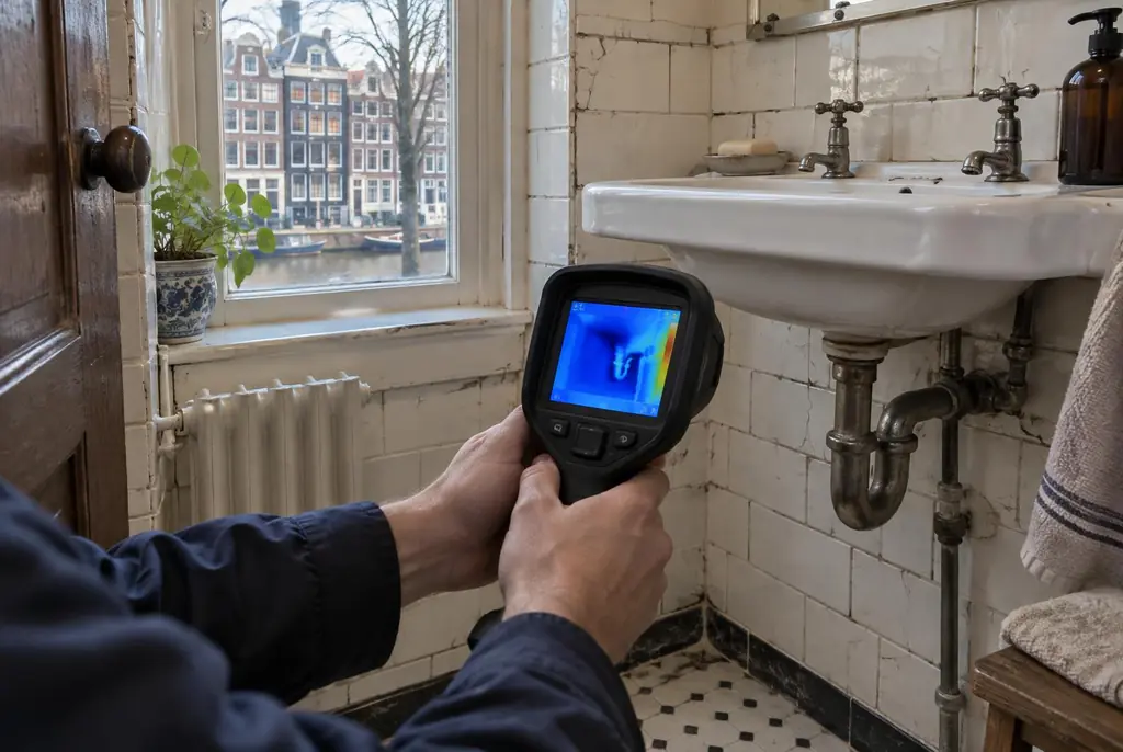 Lekdetectie Hulshorst – badkamer met oude leidingen achter de tegels