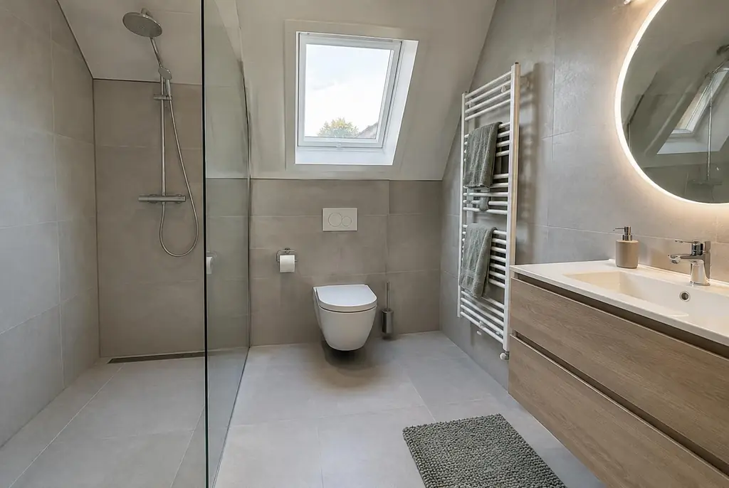 Lekdetectie Hulshorst – droge badkamer met inloopdouche na herstel