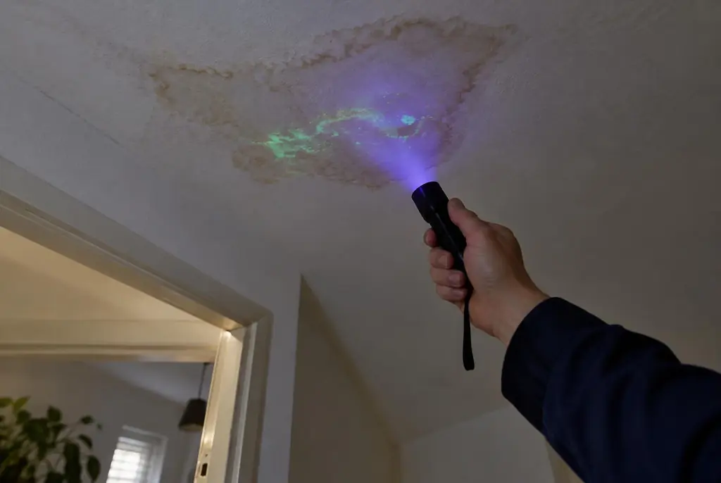 Lekdetectie Hulshorst – kleurstof controleren op het plafond met uv-licht