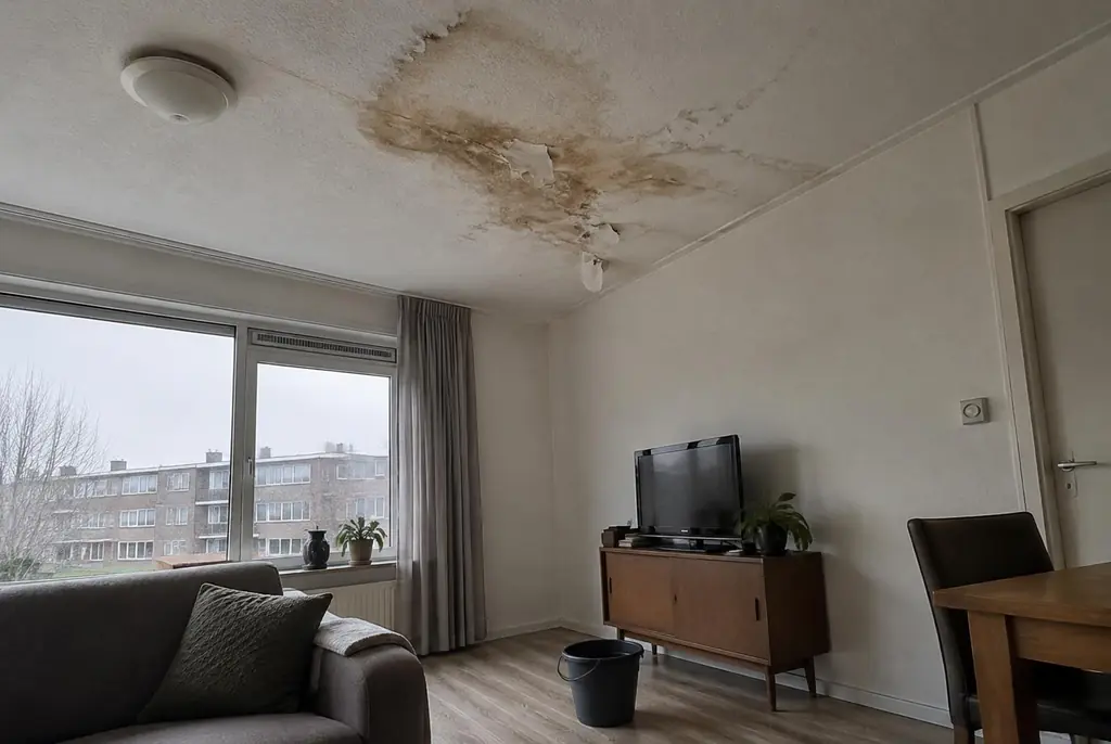 Lekdetectie Hulshorst – vochtplek op het plafond onder een badkamer